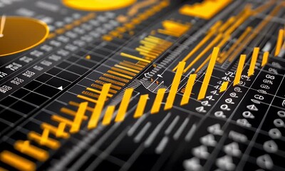 Poster - Gold data charts screen, financial analysis, close-up