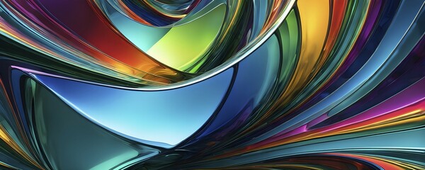 Poster - 3d rendering of vibrant colored abstract changing glass design in an ornament structure, ai generate