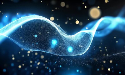 Aufkleber - Blue energy wave flowing, dark bokeh background