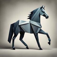 Poster - abstract origami horse wallpaper illustration, ai generated