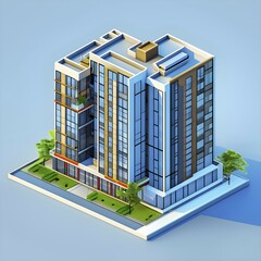 Leinwandbilder - Three dimensional rendering of Modern high-rise building, AI generated