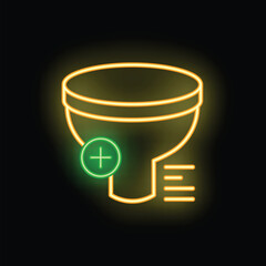 Poster - Neon sales funnel representing increasing conversion rate on black background