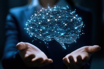 Poster - Business professional showcasing digital brain concept