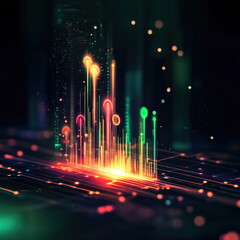 Leinwandbilder - Vibrant digital visualization of data trends and analytics blurry backgrounds