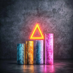 Aufkleber - Colorful Bar Graph with Neon Triangle Design