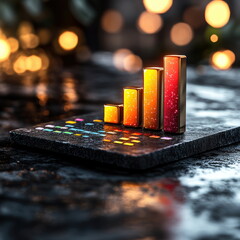 Leinwandbilder - Visualizing Data Trends with Colorful Bar Graphs blurry backgrounds