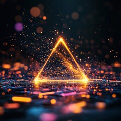 Poster - Illuminated Triangle in a Sparkling Environment blurry backgrounds