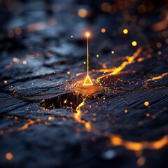 Leinwandbilder - Illuminated Triangle on Dark Surface blurry backgrounds