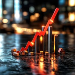Leinwandbilder - Visual Representation of Market Growth Trends and Data Analysis blurry backgrounds