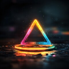 Poster - Vibrant Neon Triangle A Stunning Digital Art Piece blurry backgrounds