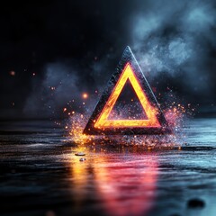 Poster - Dynamic Triangular Design with Fiery Elements blurry backgrounds