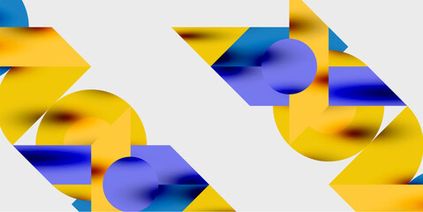 Poster - Modern abstract background featuring circles, lines, and triangles in a dynamic geometric composition. Perfect for stylish, tech, or creative-themed designs