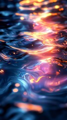 Poster - Captivating Abstract Blue and Orange Light Reflection on Water Surface