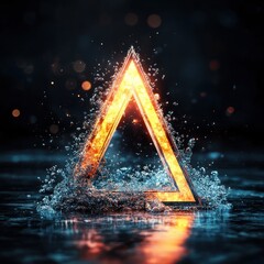 Leinwandbilder - Illuminated Triangle in Water Splash blurry backgrounds