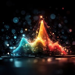 Poster - Dynamic Visualization of Colorful Data Waves in Abstract Art blurry backgrounds