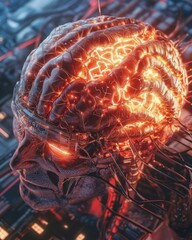 Leinwandbilder - Futuristic Neural Network Concept A Glimpse into AI Evolution Blur background