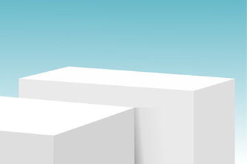 Wall Mural - side panels of two rectangular prism shaped display stands. white podium for show, presentation prod