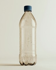 Poster - Dirty, empty plastic bottle on white background.