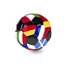 Poster - Soccer ball with European flags on a white background, 3d rendering
