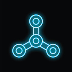 Poster - Neon blue symbol icon representing network sharing concept on black background
