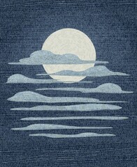 Poster - Moon and clouds mosaic, vector abstract art illustration