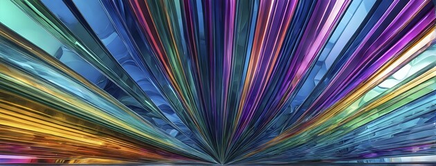 Poster - 3d rendering of vibrant colored abstract changing glass design in an ornament structure, ai generate