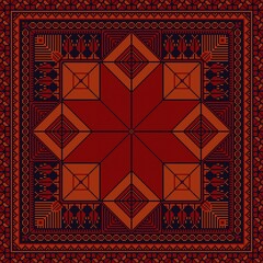 Poster - Decorative Palestinian seamless pattern in colors, traditional Tatreez embroidery, vector illustration