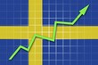© Alexander Makarov/imageBROKER - The Swedish flag and arrow graph going up