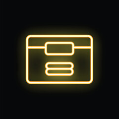Poster - Yellow neon credit card glowing on a black background, representing online payment methods
