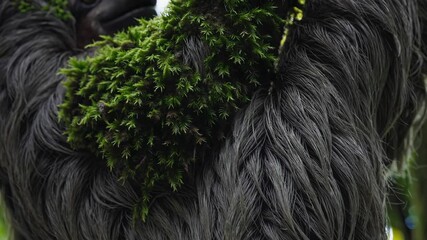Poster - A sloth with moss growing on its fur blending seamlessly into a jungle tree, highlighting nature’s camouflage and symbiosis.
