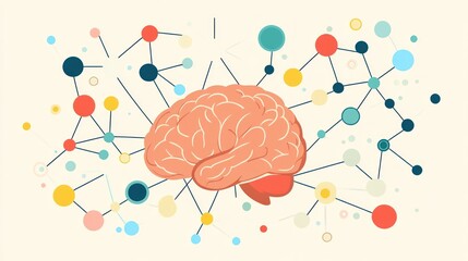 Poster - Brain illustration with colorful neural connections and patterns