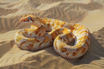 Poster - stylized puff adder in the desert sand, africa, ai generated