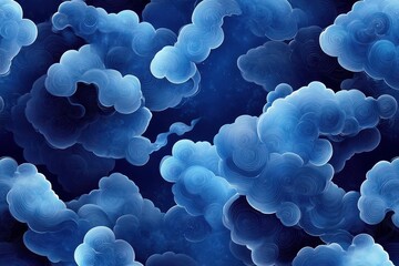 Poster - Seamless abstract background of swirling blue clouds with a deep atmosphere and smooth textures, abstract blue clouds background, seamless