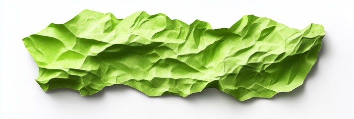 Fototapete - Crumpled lime green paper isolated on white background.