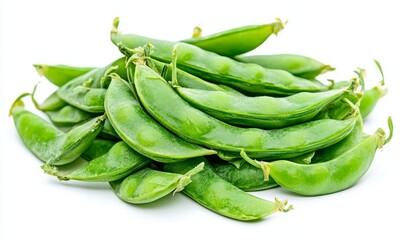 Poster - Fresh green peas in pods, isolated on white background. (1)
