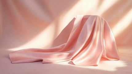 Poster - Elegant Draped Pink Silk Fabric Background