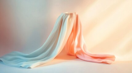 Poster - Pastel Pleated Fabric Drape in Soft Light