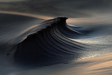 Poster - Gentle sea wave rolls onto smooth sand at dawn, creating a serene and tranquil coastal moment, sea wave at dawn runs on smooth sand