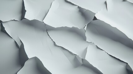 Poster - Close-up of a torn white paper background revealing cracks on a white wall surface