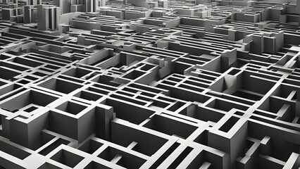 Poster - abstract rendering of organic grid structure in a complex pattern in black and white, ai generated