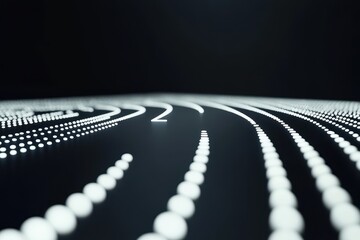 Poster - White dotted line with arrow on a black background inviting movement and exploration, White line of dots with arrow to the right on background Video
