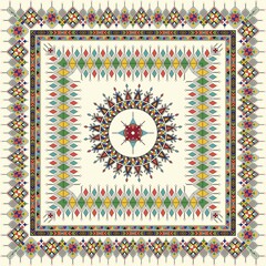 Poster - decorative geometric repeating pattern inspired by al-qatt al-asiri traditional paintings