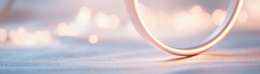 Poster - A circular halo light creates a warm glow, illuminating a textured surface while shimmering highlights softly reflect in the background, enhancing the serene atmosphere