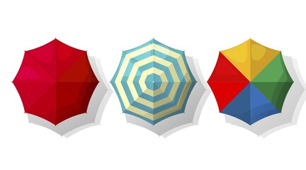 Poster - Vector set of beach umbrellas in colors over white background