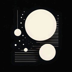 Poster - Black and white minimalist wallpaper illustration in geometric shapes symbolizing fun and ease, AI generated