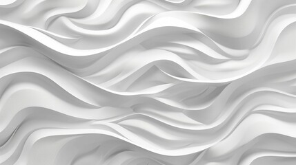 Poster - Abstract white waves with smooth and fluid texture creating an organic feel, AI generated
