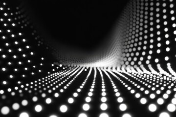 Poster - Line of white dots leading into darkness creates a captivating visual effect in a modern setting, White line of dots with arrow to the right on background Video