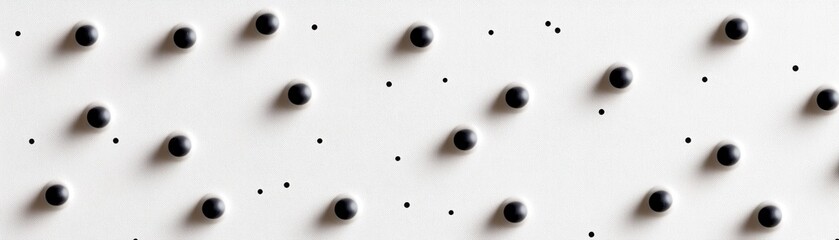 Poster - a uniform arrangement of black dots and lines on a white surface forms a striking pattern, highlight