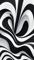 Poster - Black and white minimalist wallpaper illustration in geometric shapes symbolizing fun and ease, AI generated
