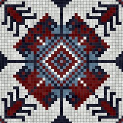 Poster - Mosaic tiles background, seamless vector pattern